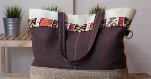 Fashionable canvas tote bag featuring colorful ethnic patterns, perfect for daily use.